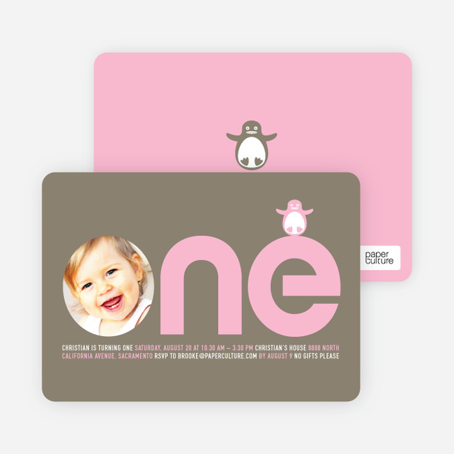 penguin 1st birthday party baby bday invitations
