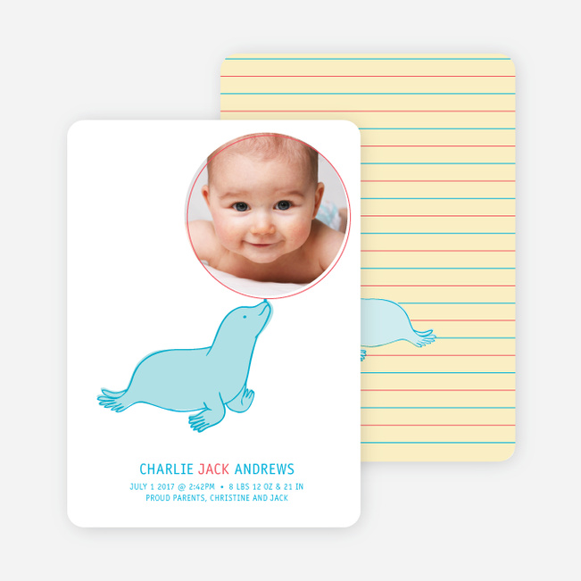 Sammie the Seal Photo Birth Announcements - Buttercup