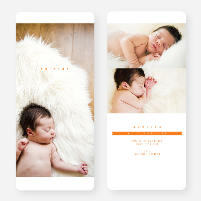 Simply Classic Photo Birth Announcements - Orange