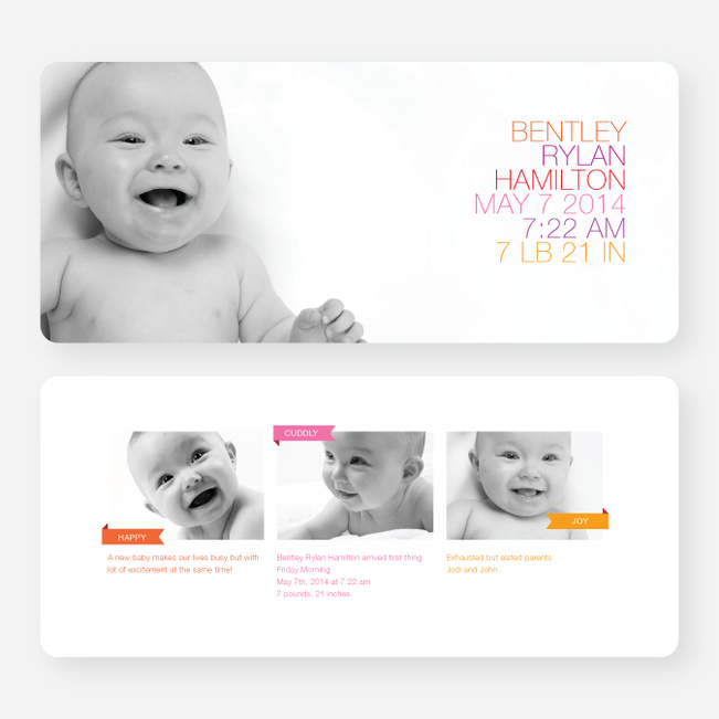 Simply Photos (Large) Birth Announcements - Pink