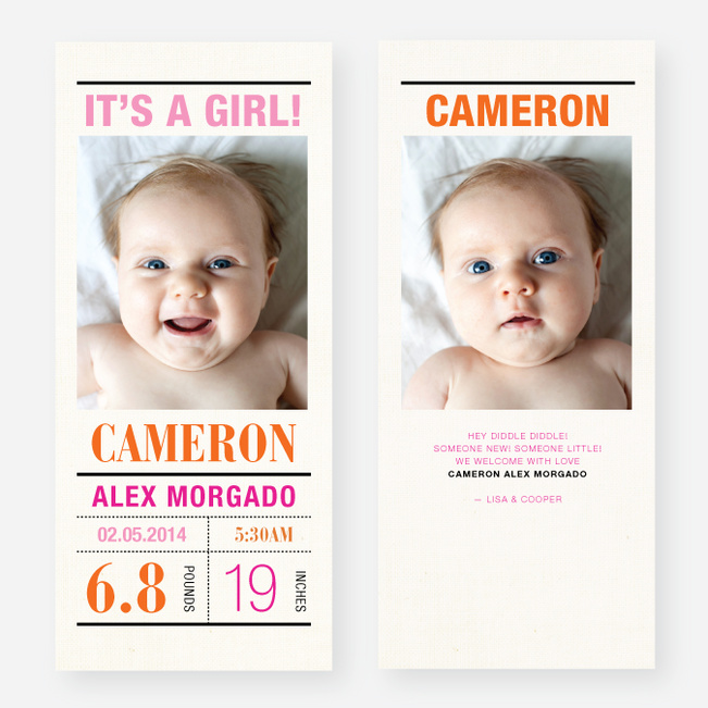 Headliner Birth Announcements - Pink