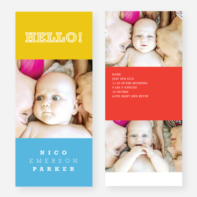 Primary Colors Birth Announcements - Yellow