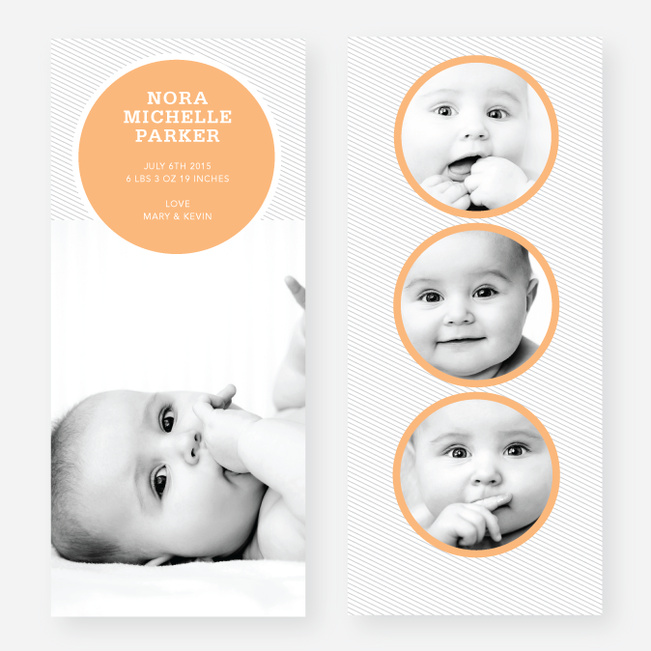 Circle Themed Birth Announcements - Orange