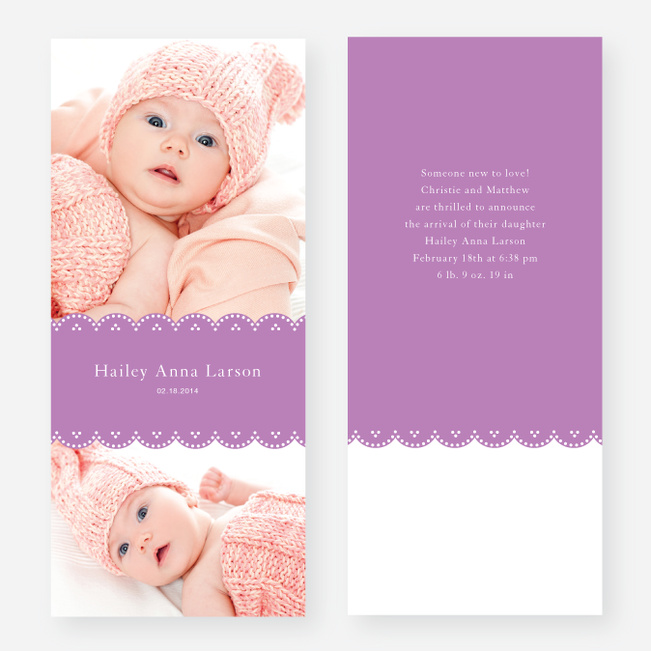 Elegant Birth Announcements - Purple