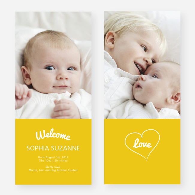 Heartstrings Birth Announcements - Yellow