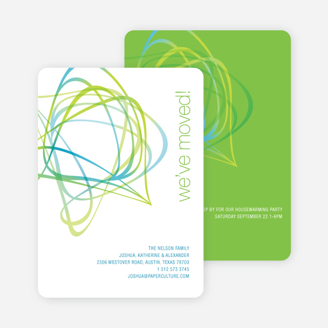 Abstract Moving Announcement Card - Lime Green