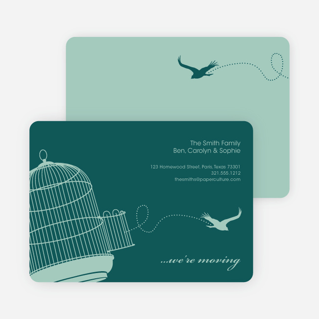 Flown the Coop Moving Announcement and Housewarming Invite - Teal