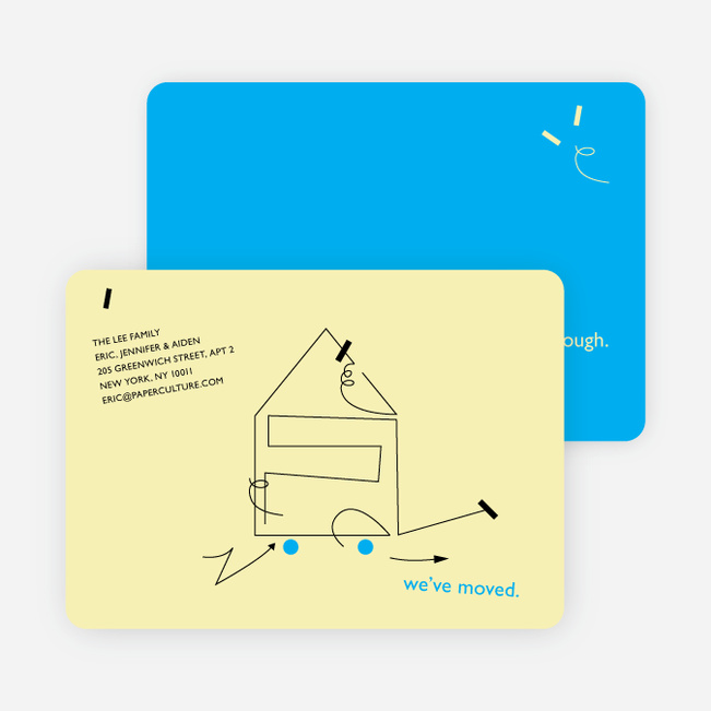 Line Art Moving Card - Pale Yellow