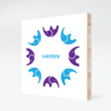 Elephant Kaleidoscope Bamboo Wall Art - Bright Blue