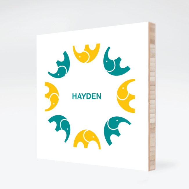 Elephant Kaleidoscope Bamboo Wall Art - Turquoise