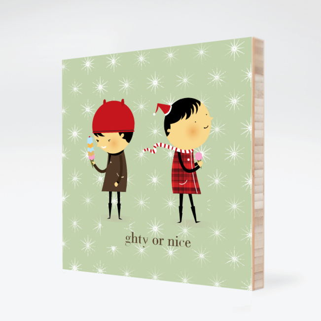 Naughty or Nice Bamboo Wall Décor - Pistachio