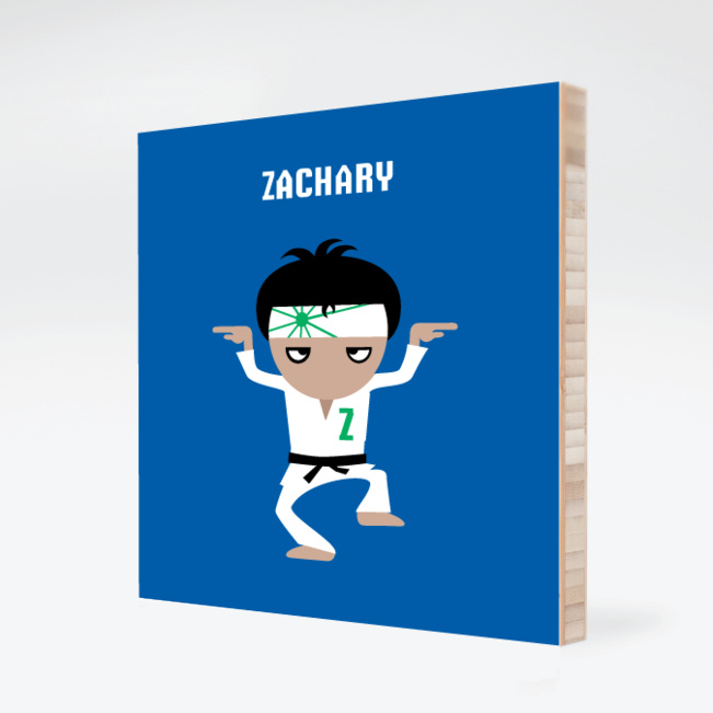 Wax On Wax Off Karate Black Belt Bamboo Wall Art - Blue Ninja