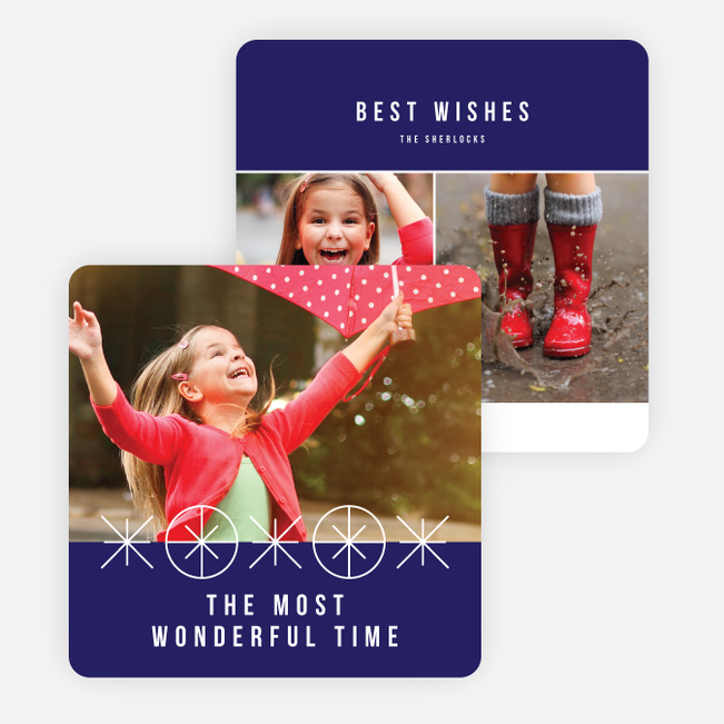Ornaments and Stars Christmas Cards - Blue