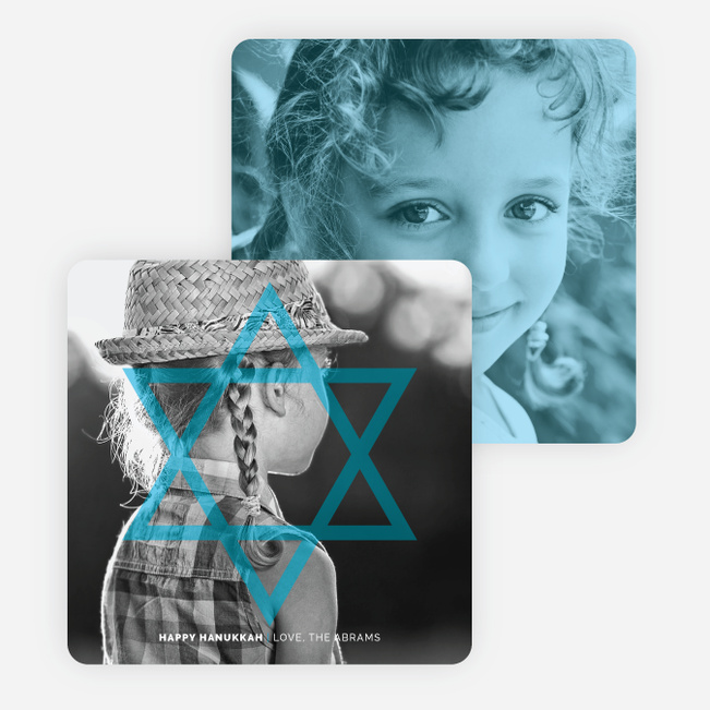 Star of David Hanukkah Cards - Blue