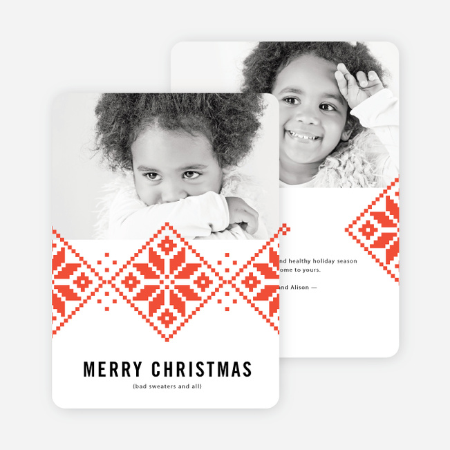 Sweater Pattern Christmas Cards - Red