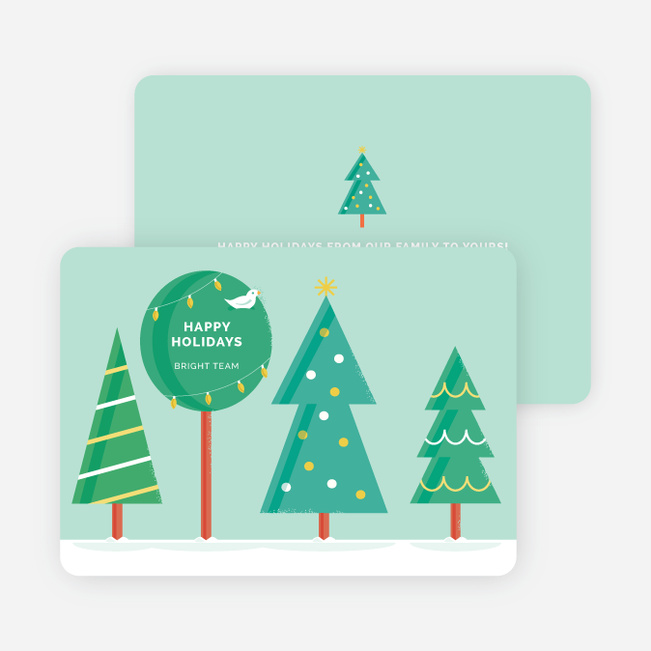 Vintage Tree Corporate Holiday Cards - Green
