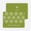 Snowflake Motif Corporate New Year Cards - Green