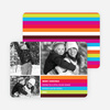 Festive Rainbow Stripes Holiday Photo Cards - Magenta