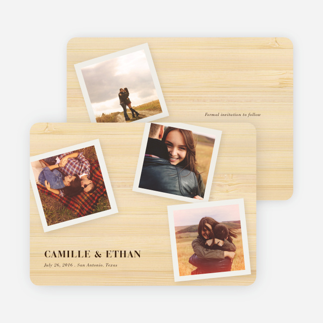 Instant Photo Save the Date Cards with 4 Photos - Bamboo