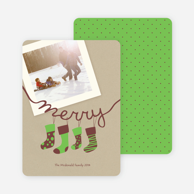 Merry Stockings Holiday Photo Cards - Basil