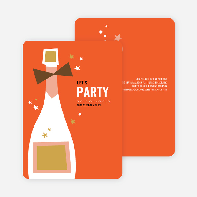 Retro Champagne Holiday Party Invitations - Red