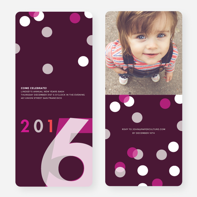 Turn The Clock New Year Cards - Purple