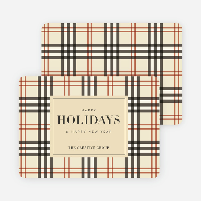 Plaid Corporate Holiday Cards - Beige