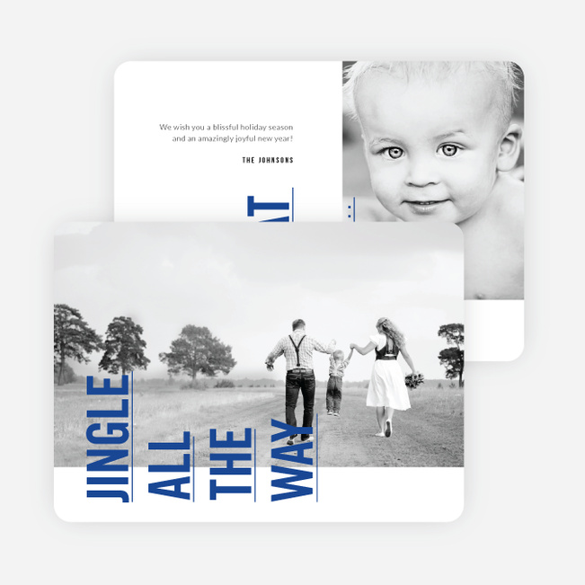Sideways Text Christmas Cards - Blue