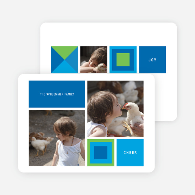 Blocks and Picks Holiday Photo Cards - Majestic Blue