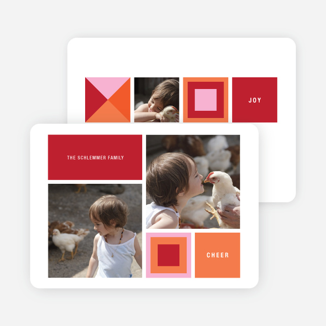 Blocks and Picks Holiday Photo Cards - Raspberry