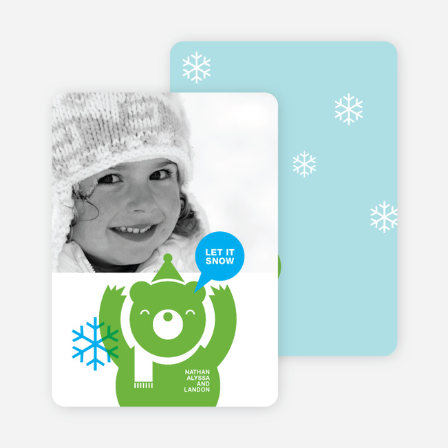 Burt the Bear Holiday Photo Card - Apple Green