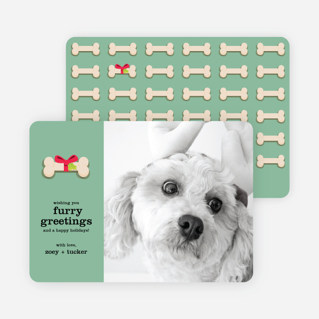 Furry Dog Holiday Cards - Green