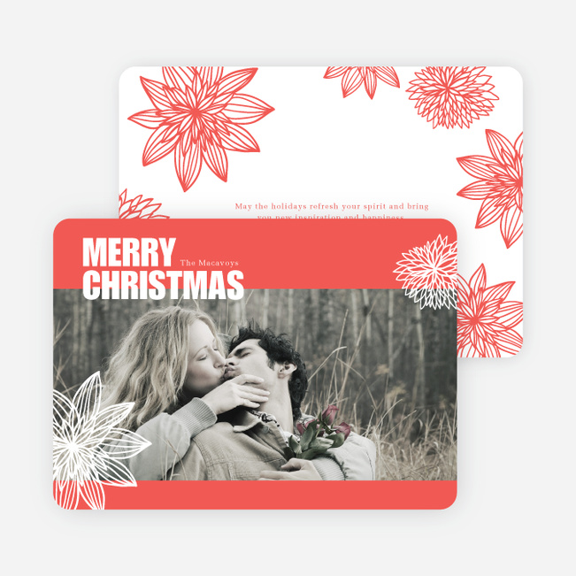 Merry Christmas Poinsettia Cards - Red