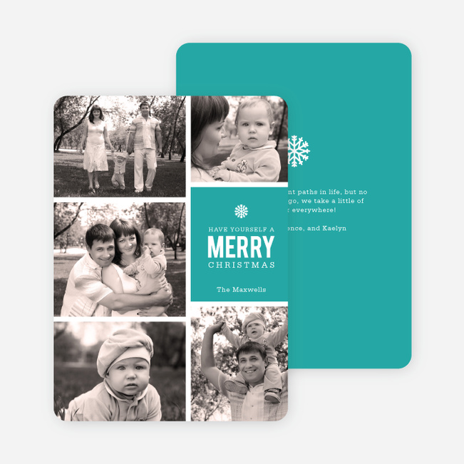 Merry Photos Holiday Cards - Blue
