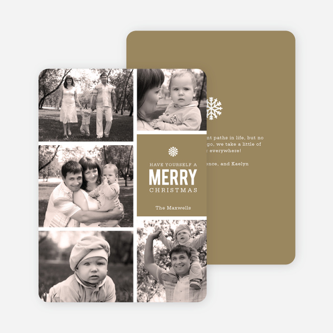 Merry Photos Holiday Cards - Brown