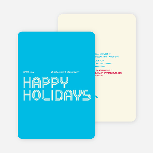 Modern and Retro Happy Holidays Splash Cards - Cornflower Blue