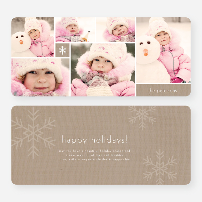 Unique Snowflakes Six Photo Holiday Cards - Brown