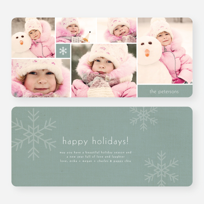 Unique Snowflakes Six Photo Holiday Cards - Blue