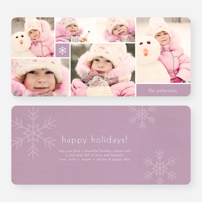 Unique Snowflakes Six Photo Holiday Cards - Purple