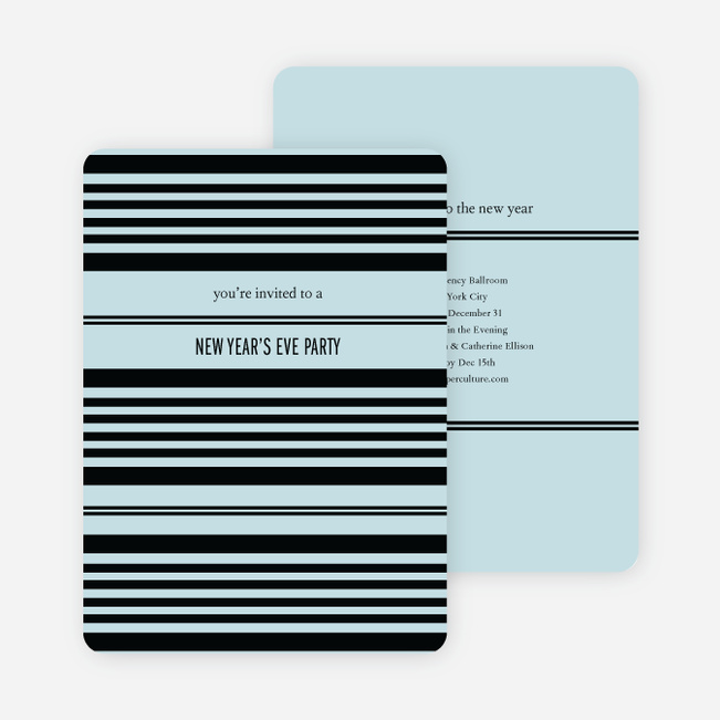 Abstract Stripes New Year’s Invitations - Arctic Blue