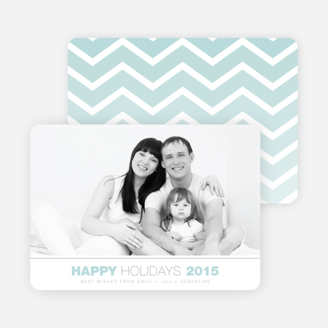 Chevron Winter Stripes Happy Holidays Cards - Blue