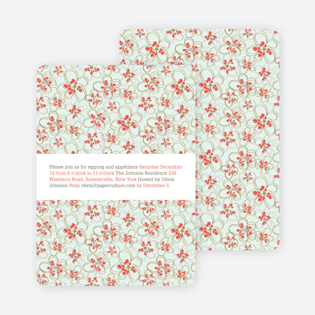 Daisy Pattern Holiday Invitations - Orange Red