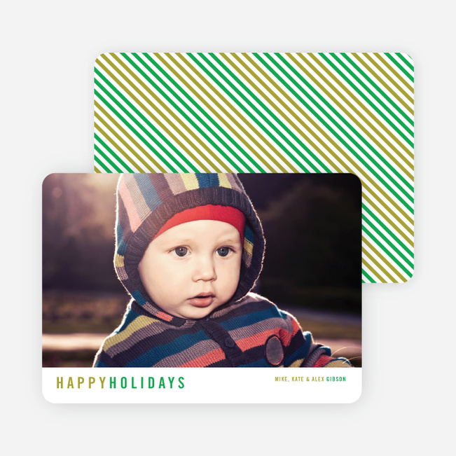 Diagonal Stripes Holiday Cards - Green