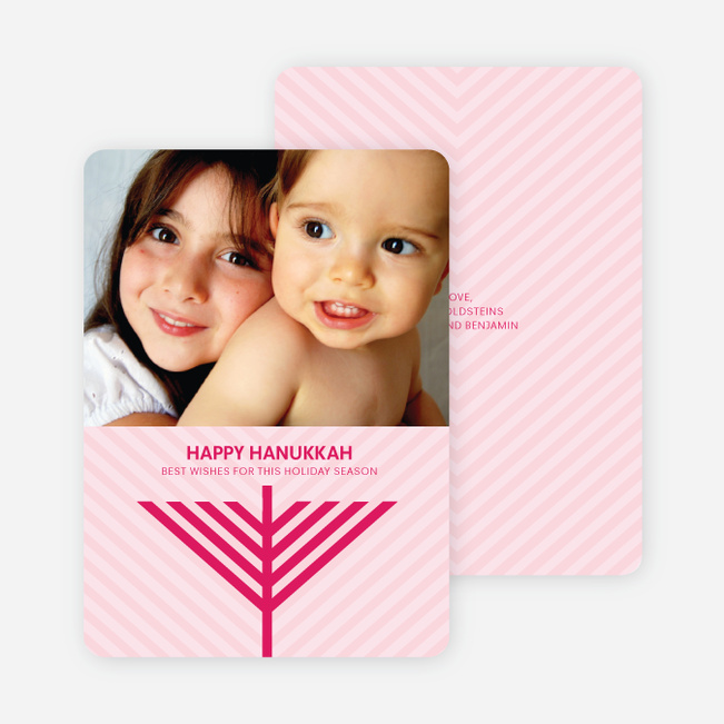 Menorah Wishes Chanukah / Hanukkah Cards - Fuschia