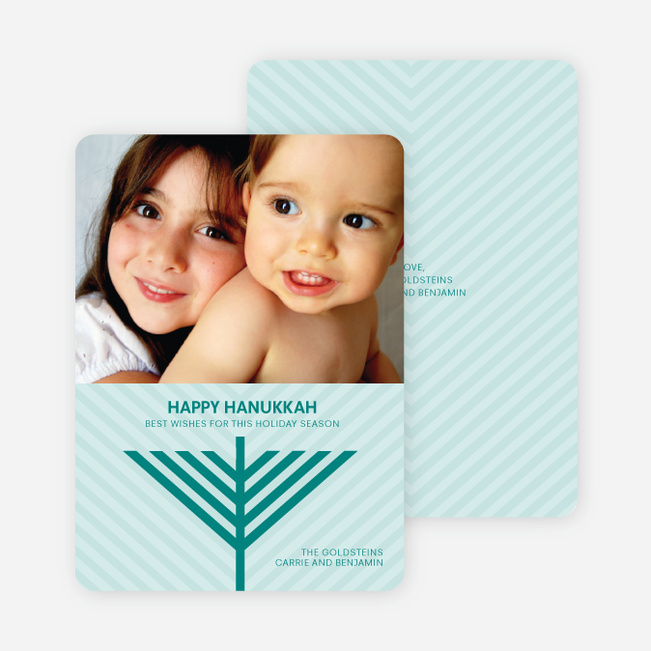 Menorah Wishes Chanukah / Hanukkah Cards - Teal
