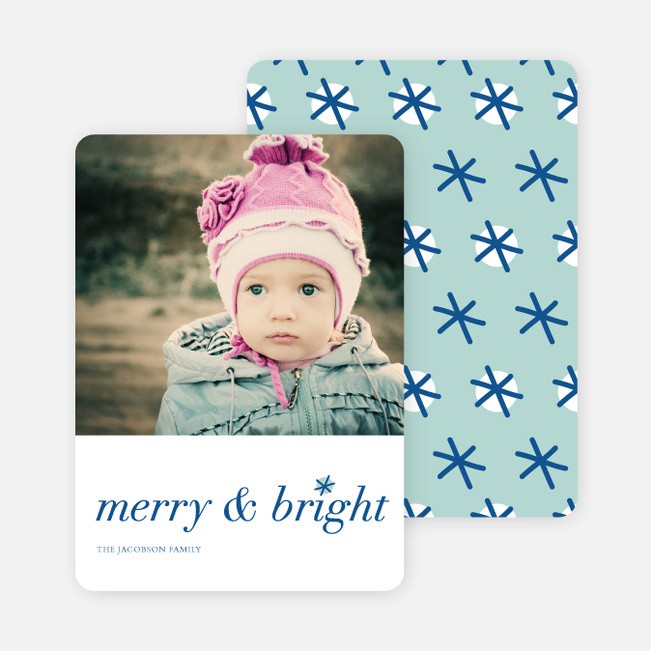 Merry & Bright Snowflake Holiday Cards - Blue