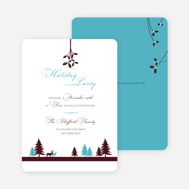 Mistletoe Holiday Party Invitations - Turquoise