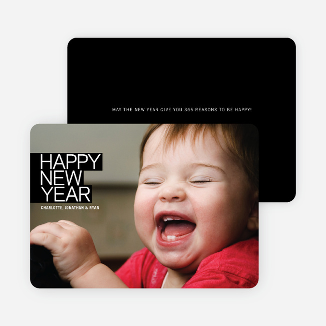 Modern Happy New Years Photo Cards - Black