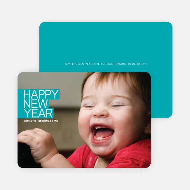 Modern Happy New Years Photo Cards - Turquoise
