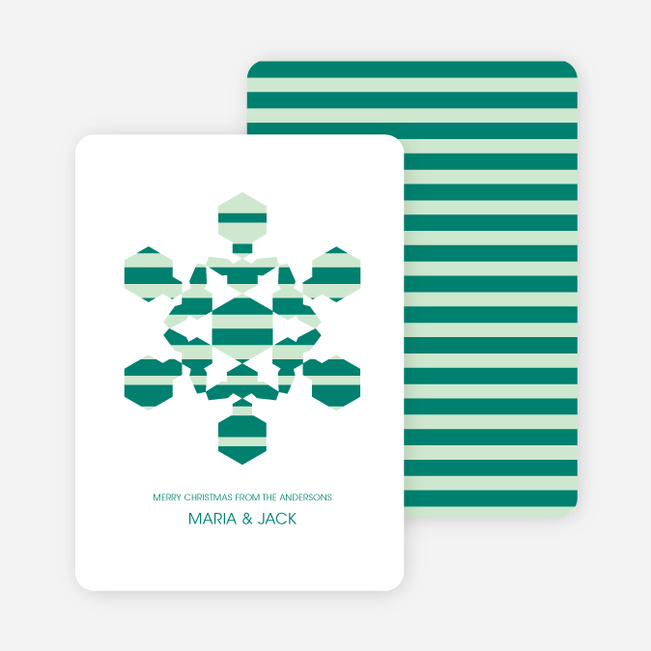 Modern Snowflake Holiday Greeting Cards - Teal